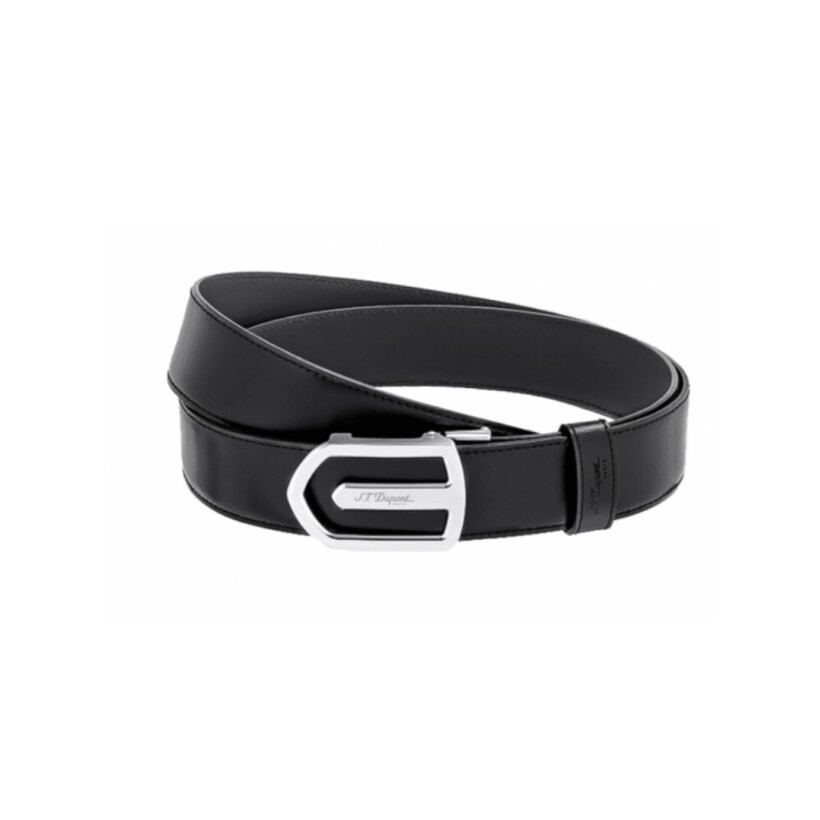 Ceinture S.T. Dupont Autolock cuir noir, boucle finition palladium