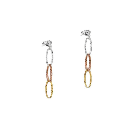 Boucles d'oreilles en argent, argent plaqué or rose et argent plaqué or jaune