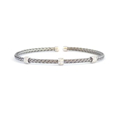 Bracelet en argent, argent noirci et oxydes de zirconium
