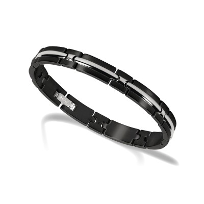 Bracelet en acier bicolore PVD noir
