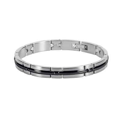 Bracelet en acier bicolore PVD noir