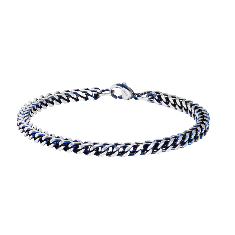 Bracelet en acier bicolore PVD bleu