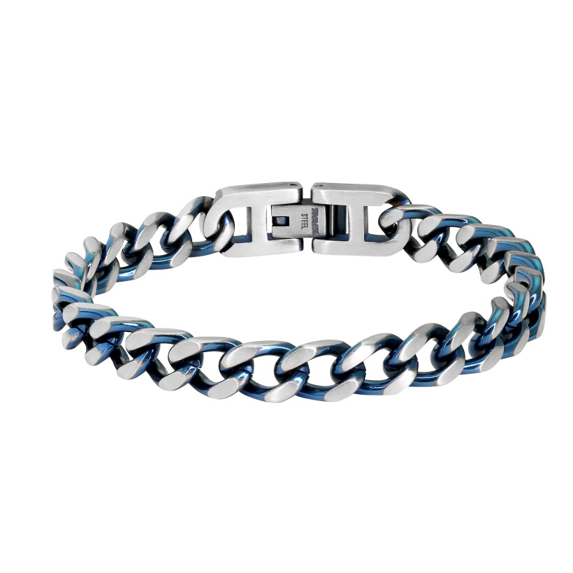 Bracelet en acier bicolore PVD bleu