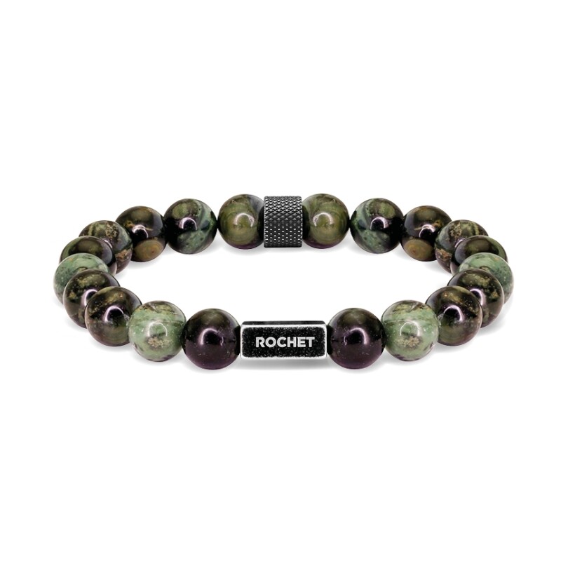 Bracelet en acier et jaspe vert 8mm