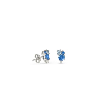 Boucles d'oreilles en argent et oxydes de zirconium colorés