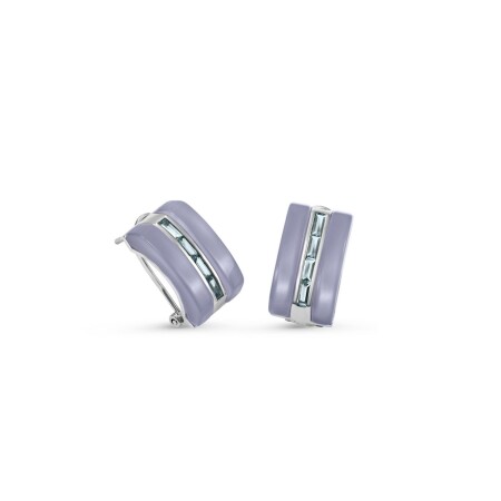 Boucles d'oreilles en argent, résine colorée et oxydes de zirconium colorés