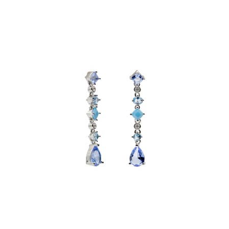 Boucles d'oreilles en argent et oxydes de zirconium colorés