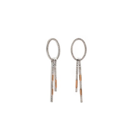 Boucles d'oreilles en argent, argent plaqué or rose et oxydes de zirconium