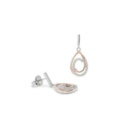 Boucles d'oreilles en argent, argent plaqué or rose et oxyde de zirconium