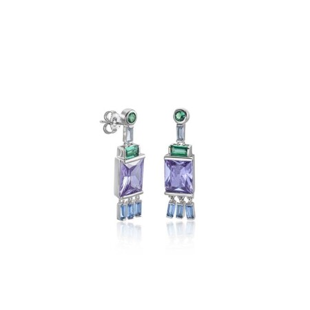 Boucles d'oreilles en argent et oxydes de zirconium colorés