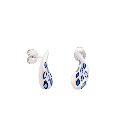 Boucles d'oreilles en argent et oxydes de zirconium colorés