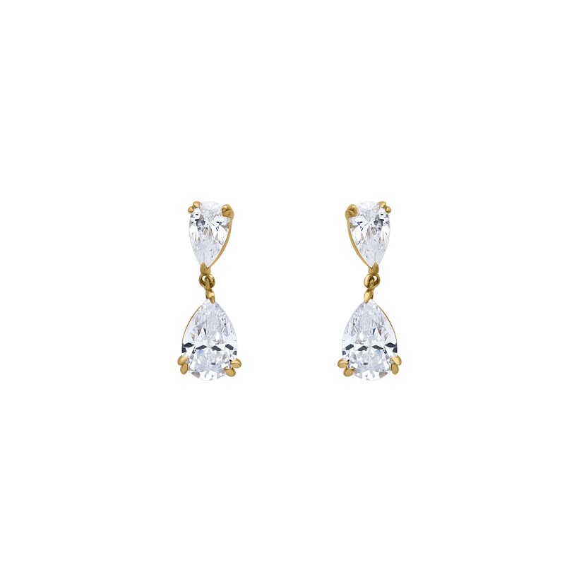 Boucles d'oreilles en or jaune et oxydes de zirconium