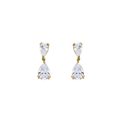 Boucles d'oreilles en or jaune et oxydes de zirconium