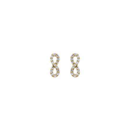 Boucles d'oreilles en or jaune et oxydes de zirconium, motif infini