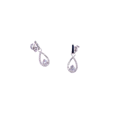 Boucles d'oreilles en or blanc et oxydes de zirconium