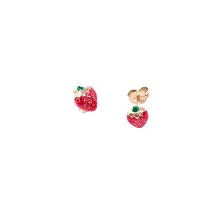 Boucles d'oreilles en or jaune motif fraise