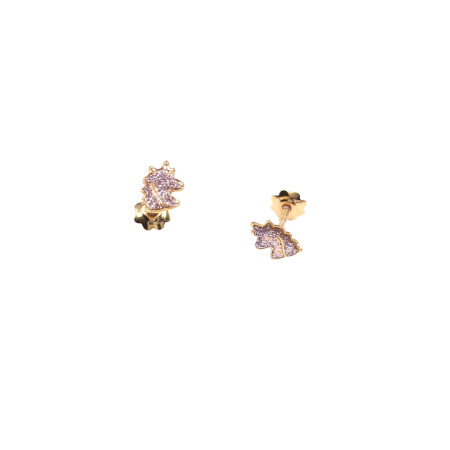 Boucles d'oreilles en or jaune motif licorne, fermoir système vis