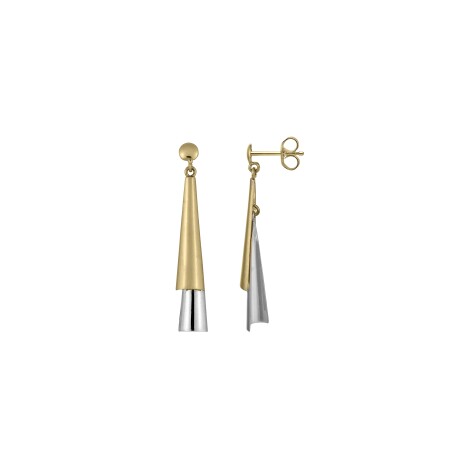 Boucles d'oreilles pendantes en or jaune, bicolore