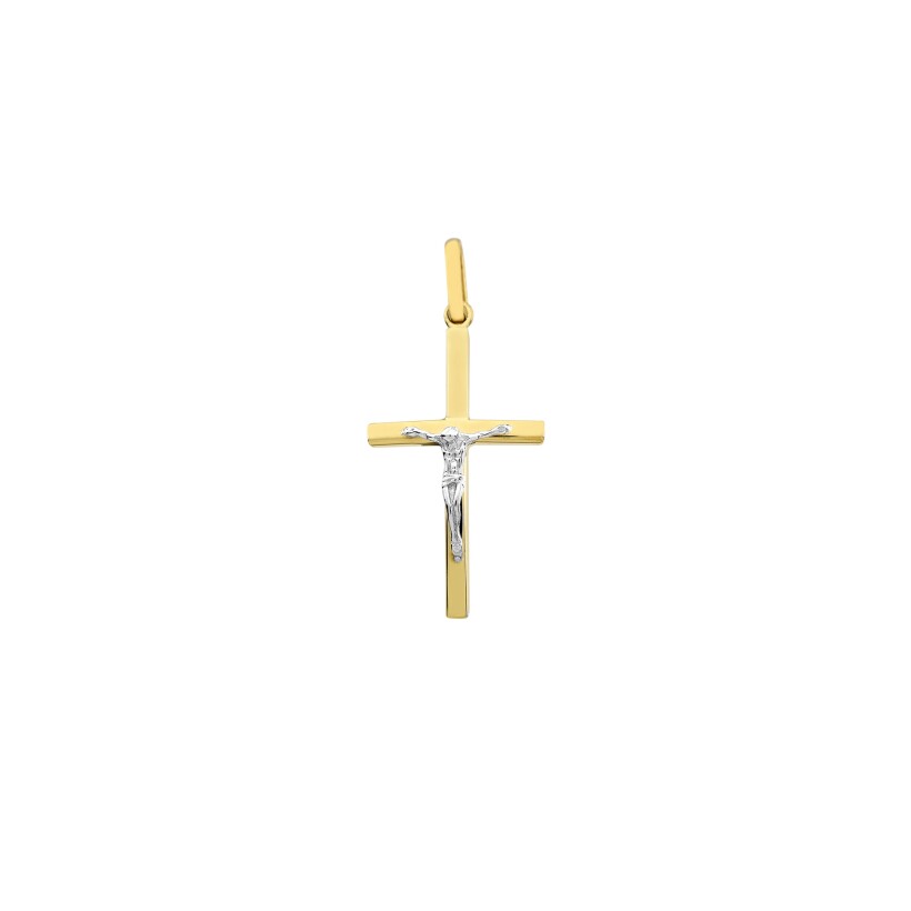 Pendentif Croix en or jaune et or blanc