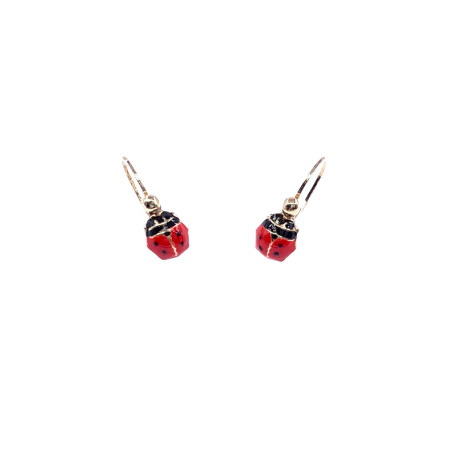 Boucles d'oreilles brisures en or jaune motif coccinelle