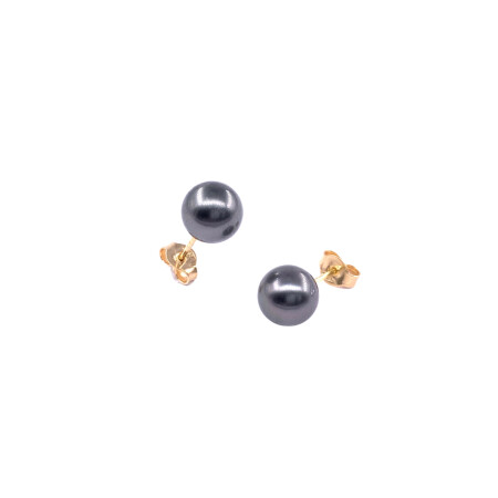 Boucles d'oreilles en or jaune et perles de Tahiti (diamètre 7.5/8 mm)