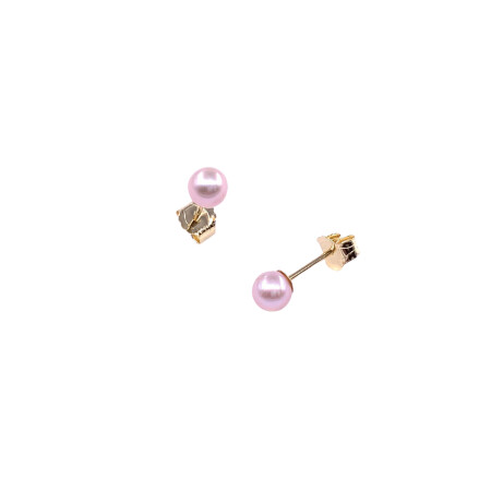 Boucles d'oreilles en or jaune et perles de culture pink (diamètre : 4/4.5mm)