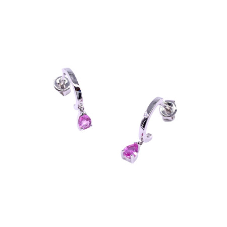 Boucles d'oreilles en or blanc et saphirs rose