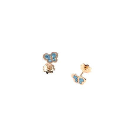 Boucles d'oreilles en or jaune motif papillon système vis