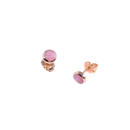 Boucles d'oreilles en or rose et résine nacrée rose