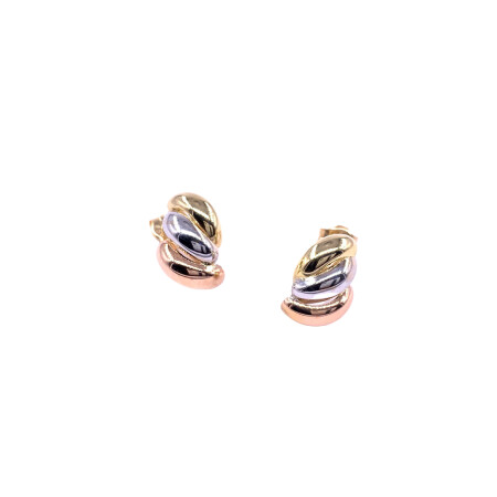 Boucles d'oreilles en or jaune, tricolore