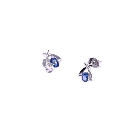 Boucles d'oreilles en or blanc, saphirs et diamants