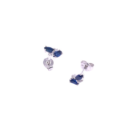 Boucles d'oreilles en or blanc, saphirs et diamants