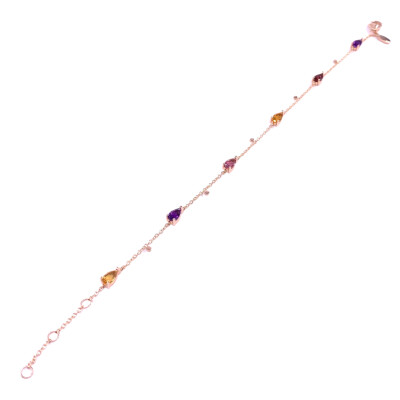 Bracelet en or rose, améthystes, citrine, grenat, citrine madère, tourmaline rose