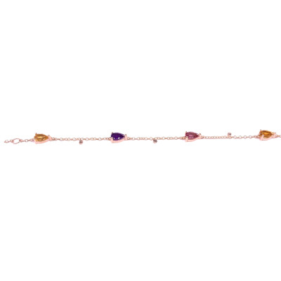 Bracelet en or rose, améthystes, citrine, grenat, citrine madère, tourmaline rose