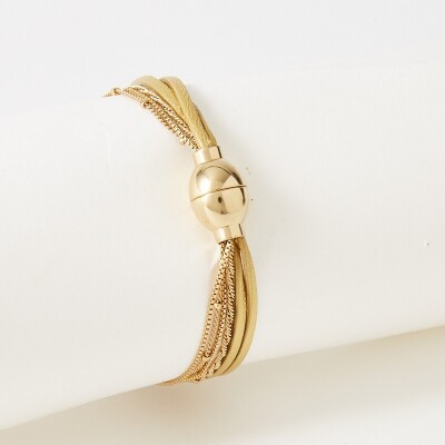 Bracelet Flowersforzoé en cuir et métal doré
