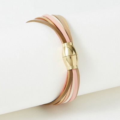 Bracelet Flowersforzoé en cuir et métal doré