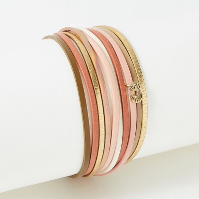Bracelet Flowersforzoé en cuir et métal doré