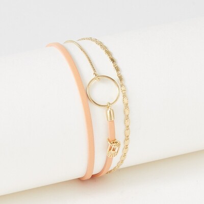 Bracelet Flowersforzoé en cuir et métal doré