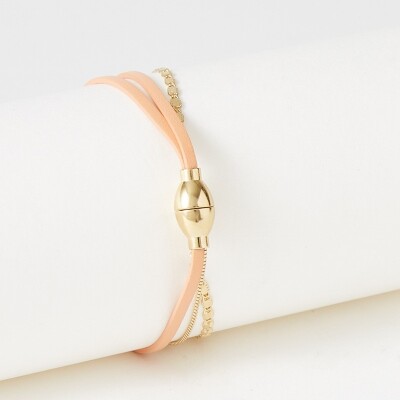 Bracelet Flowersforzoé en cuir et métal doré