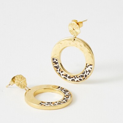 Boucles d'oreilles Flowersforzoé en cuir et métal doré
