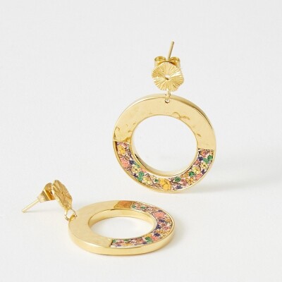 Boucles d'oreilles Flowersforzoé en cuir et métal doré