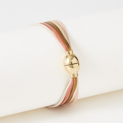 Bracelet Flowersforzoé en cuir et métal doré