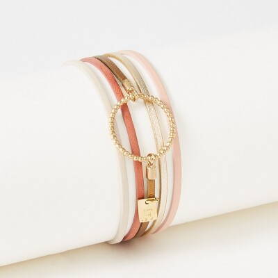 Bracelet Flowersforzoé en cuir et métal doré