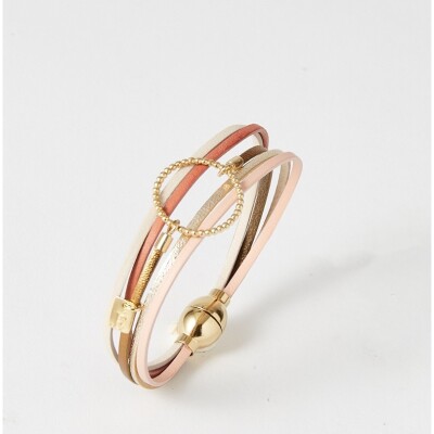Bracelet Flowersforzoé en cuir et métal doré