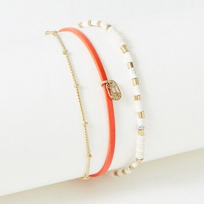 Bracelet Flowersforzoé en cuir et métal doré