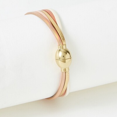 Bracelet Flowersforzoé en cuir et métal doré