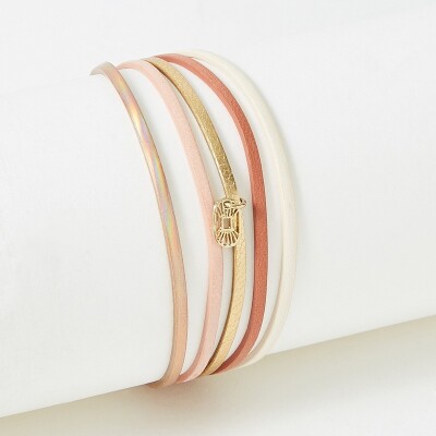Bracelet Flowersforzoé en cuir et métal doré