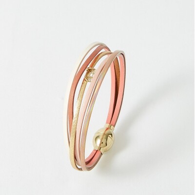 Bracelet Flowersforzoé en cuir et métal doré
