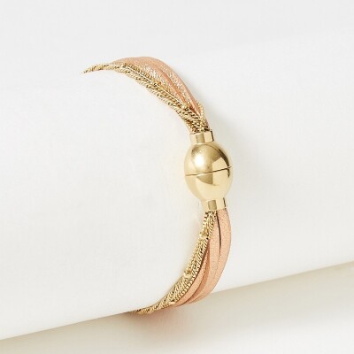 Bracelet Flowersforzoé en cuir et métal doré