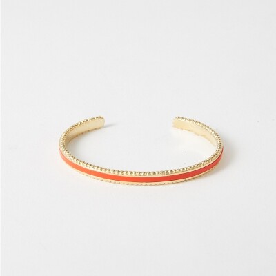 Bracelet rigide Flowersforzoé en cuir et métal doré